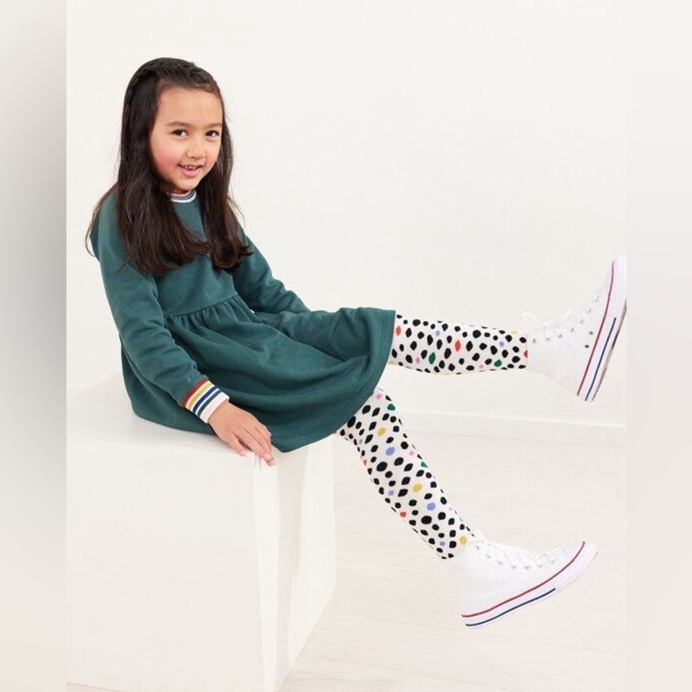 Hanna Anderson Rainbow Cuff Print Knit Dress In French
Terry Sz 6-7
